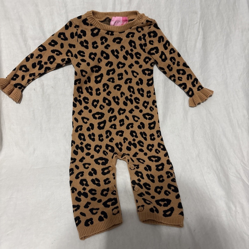 Toddler Girls Goodlad Leopard Sweater One Piece Romper Cracker Barrel ‎ 12months